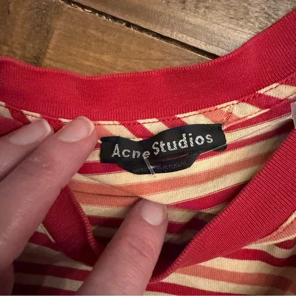 ACNE‎ STUDIOS Striped Smiley Patch Tee